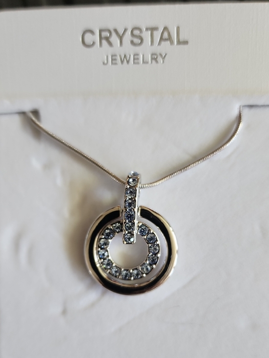 Jewelry - 18KRGP Crystal Jewelry Silver-Tone Crystal Circle Pendant Necklace